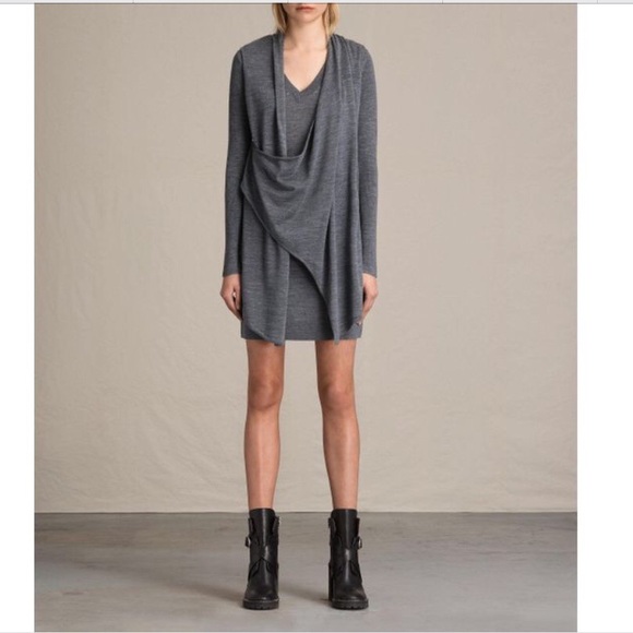 Allsaints Drina Gray Wool Sweater Dress 
